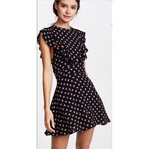 New Flynn Skye Remi Mini Dress Womens M Black Floral Ruffles Rayon